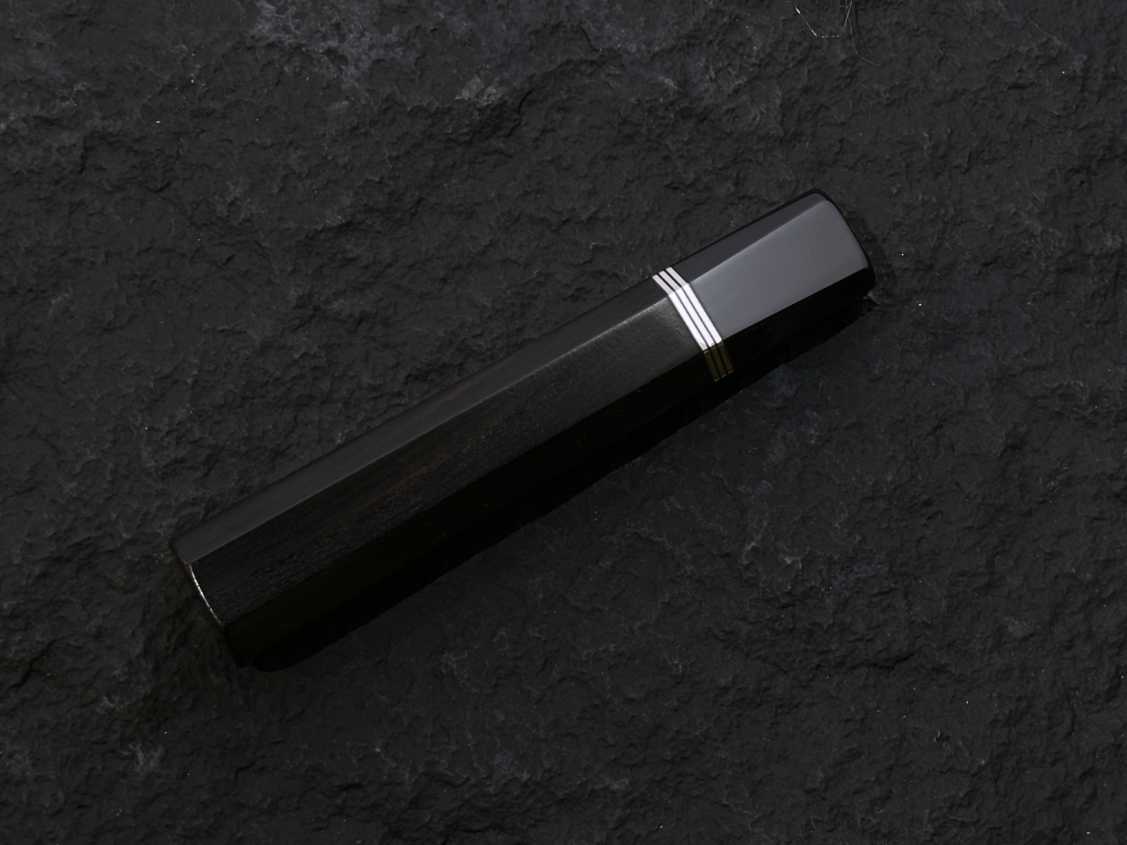 黑口輪黑檀薄型八角柄三鎳銀卷牛刀用