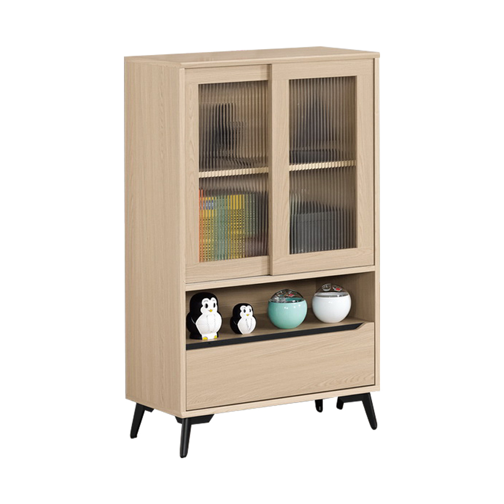 艾瑪2.3尺長虹玻璃推/拉門單抽展示櫃/收納置物櫃/玄關櫃