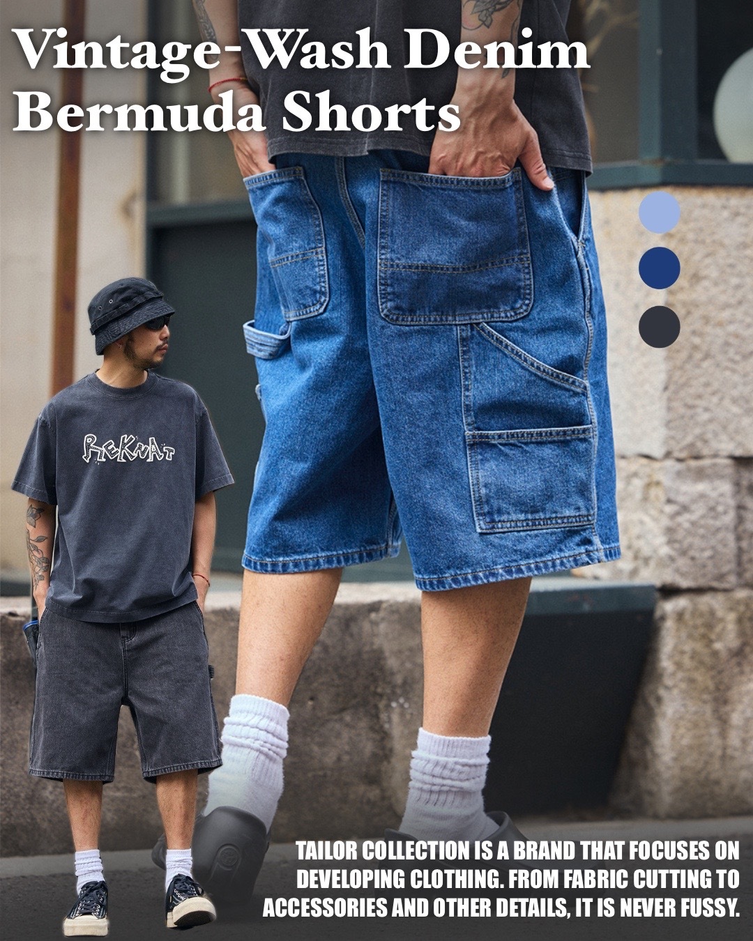 #預購 Tailor collection 水洗 五分牛仔短褲 三色 B11
