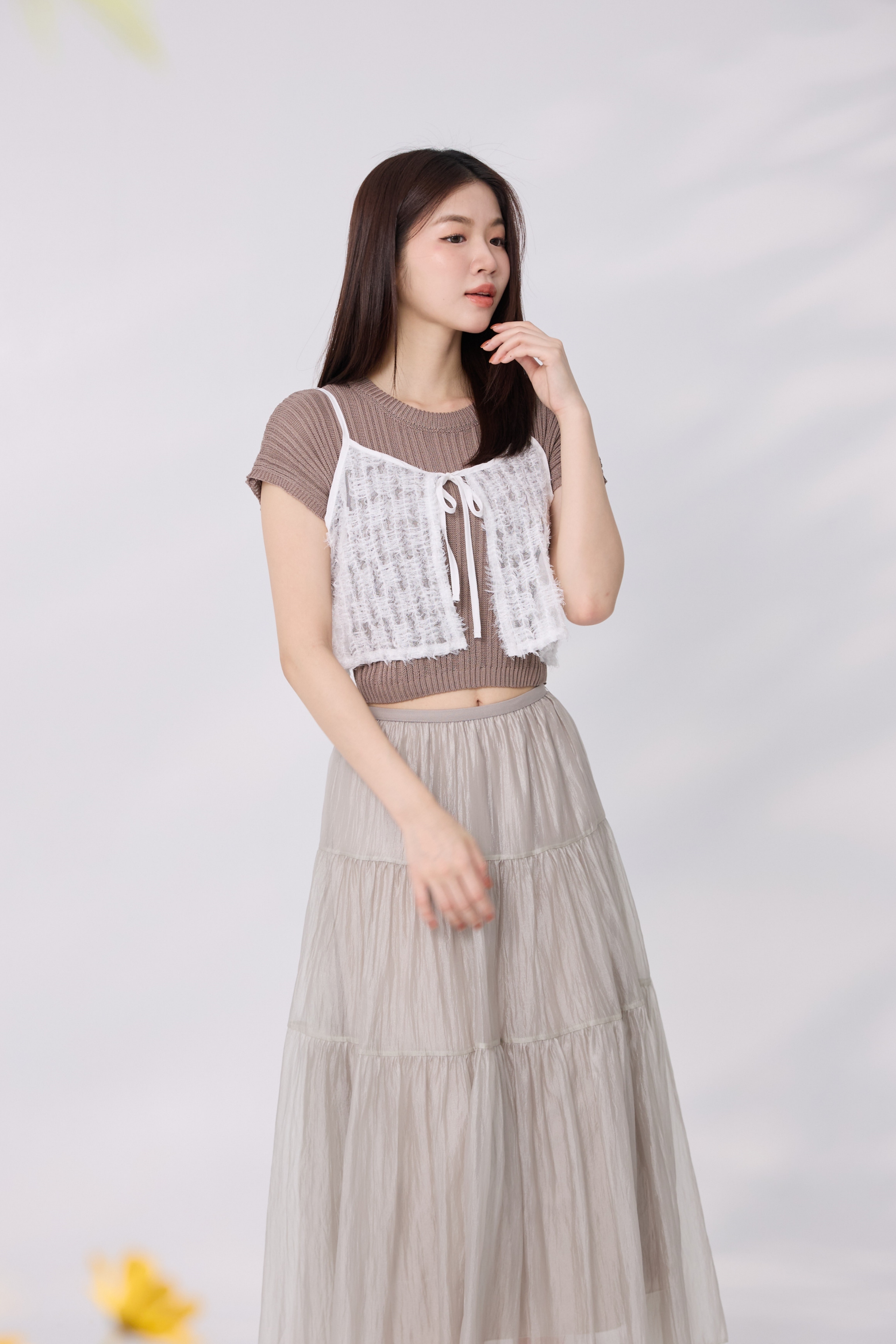 法朵Fado shop｜ 羽毛蕾絲前後穿罩衫 1103025