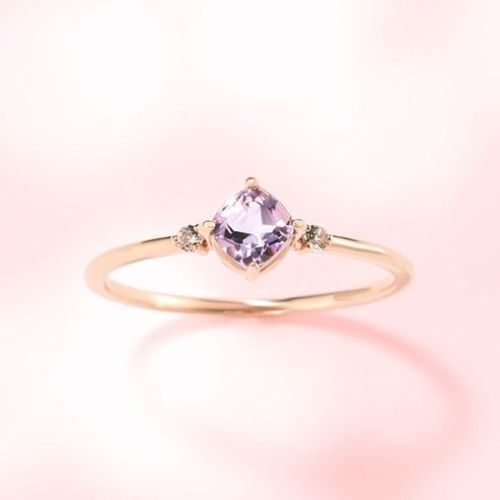 【me.luxe】K10櫻花菱鑲玫瑰紫晶戒