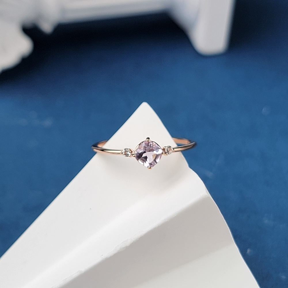 【me.luxe】K10櫻花菱鑲玫瑰紫晶戒