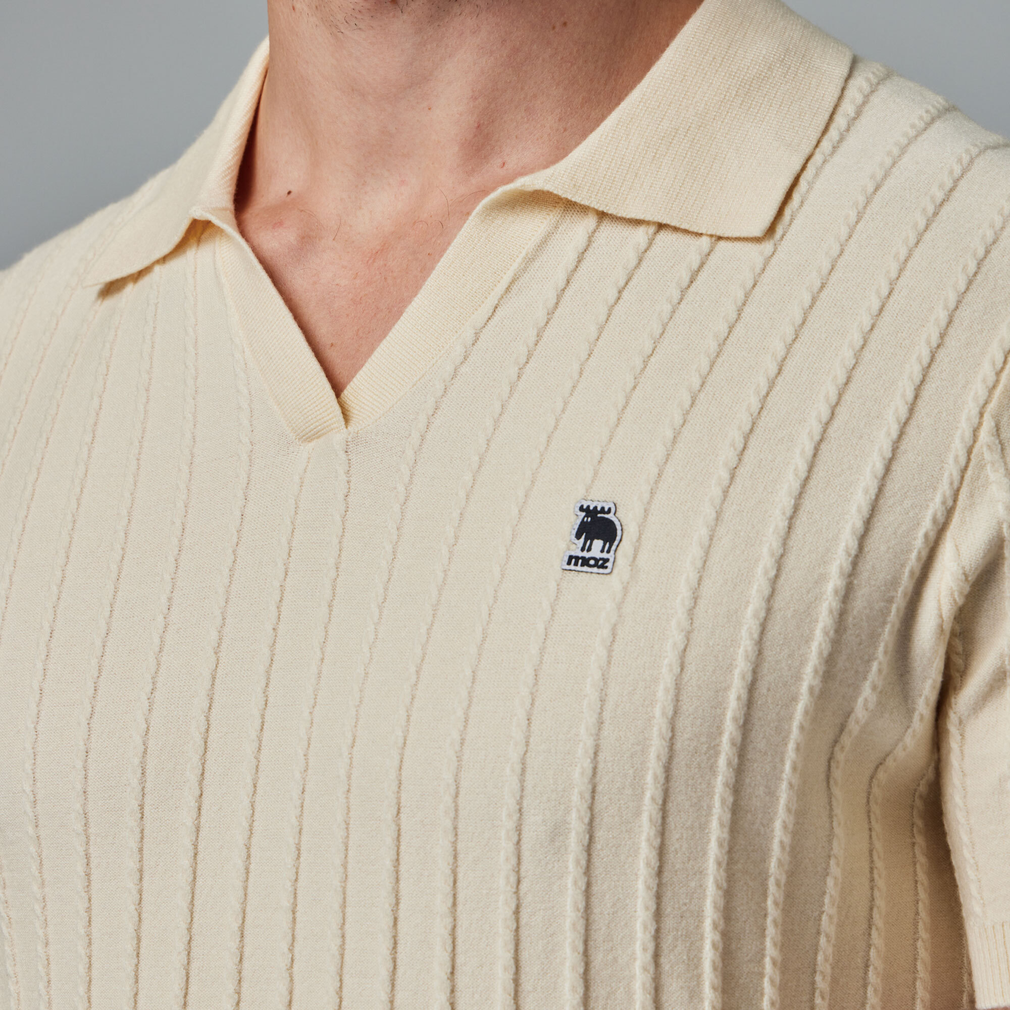 moz Swedish moose skin-friendly POLO collar knitted short T