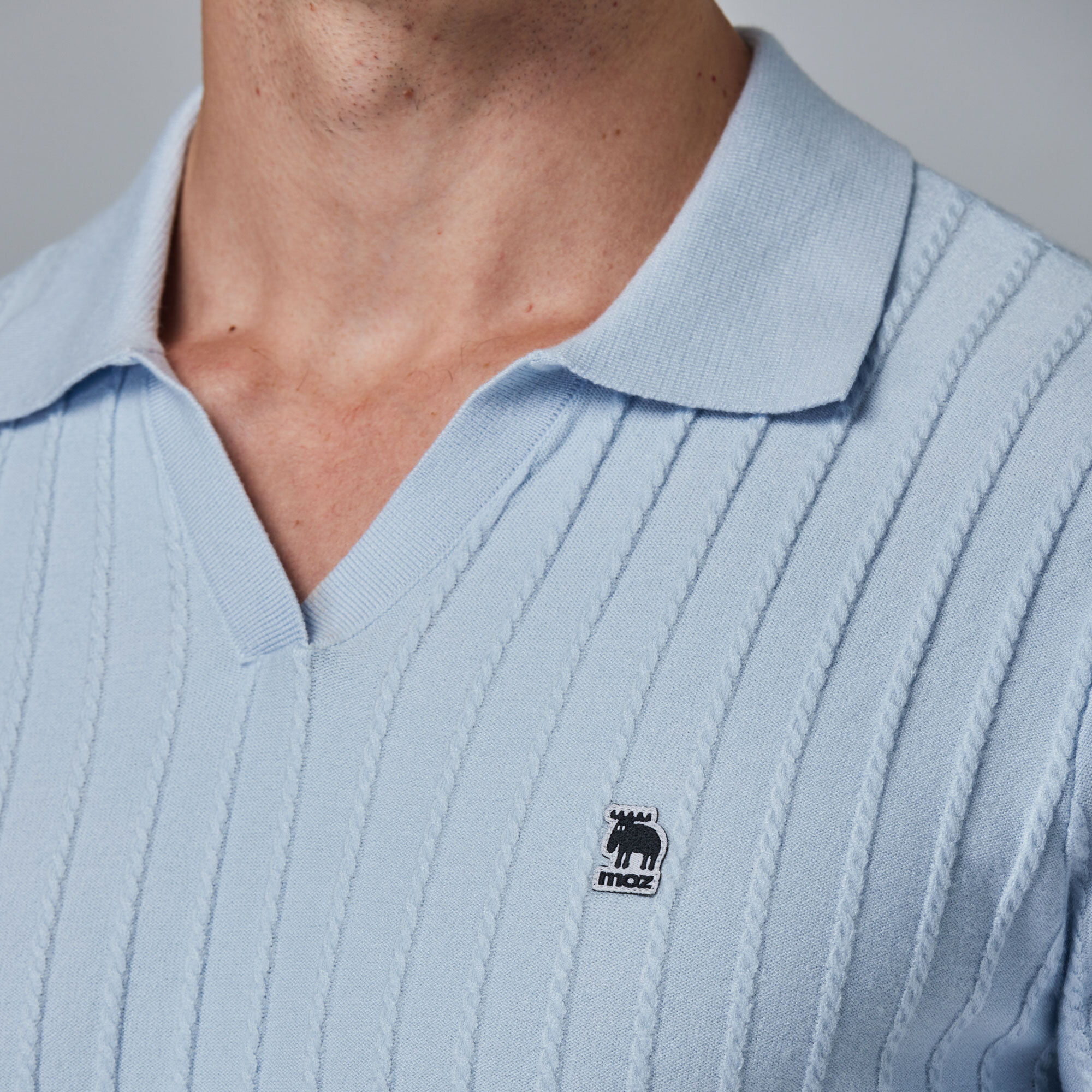 moz Swedish moose skin-friendly POLO collar knitted short T
