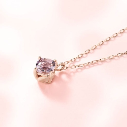 【me.luxe】K10櫻花菱鑲玫瑰紫晶鍊