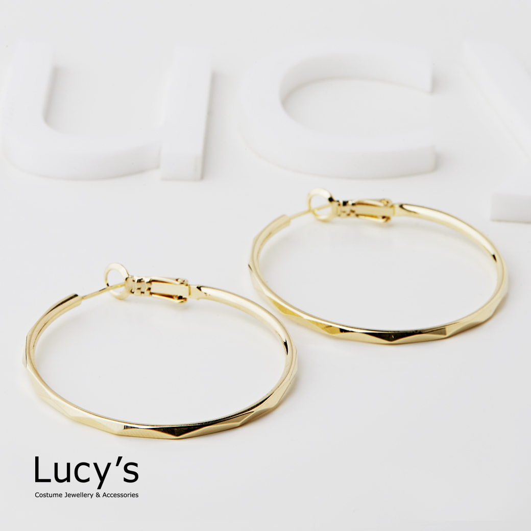 簡約切面 圈型耳環 (二色) (101537/101694)