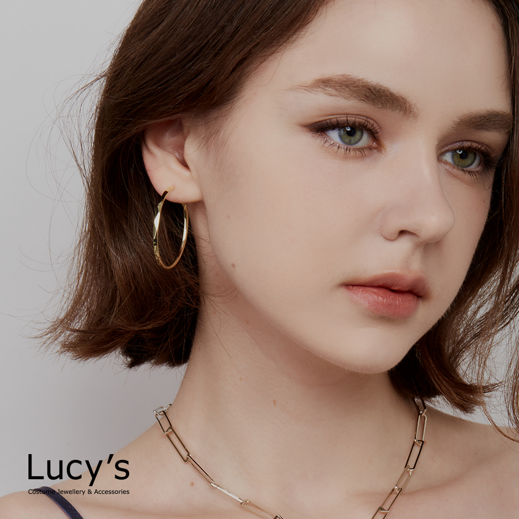 簡約切面 圈型耳環 (二色) (101537/101694)