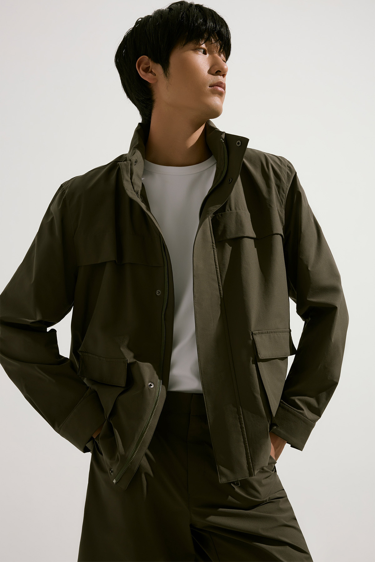 Civishell 防潑水風衣外套 男（墨綠）