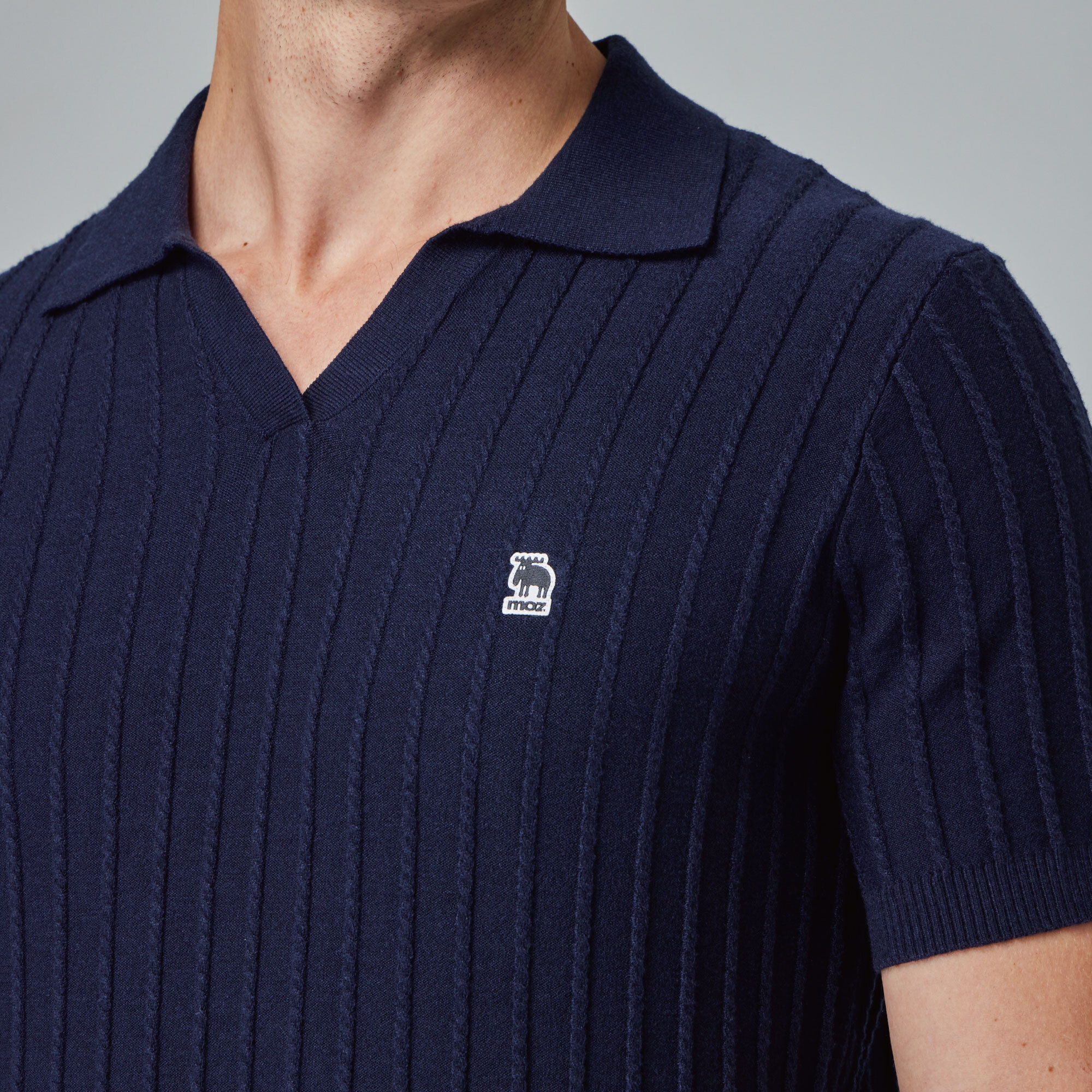 moz Swedish moose skin-friendly POLO collar knitted short T