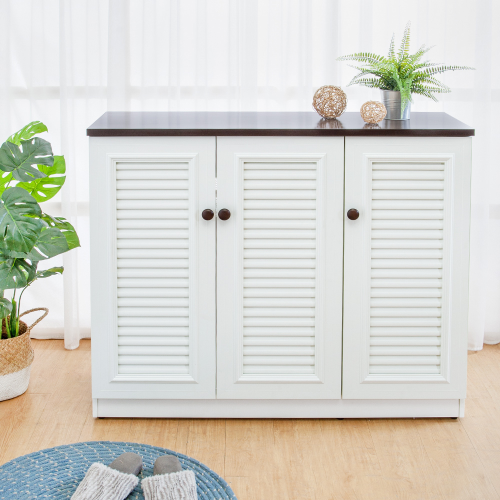 南亞塑鋼-4尺三門塑鋼百葉鞋櫃