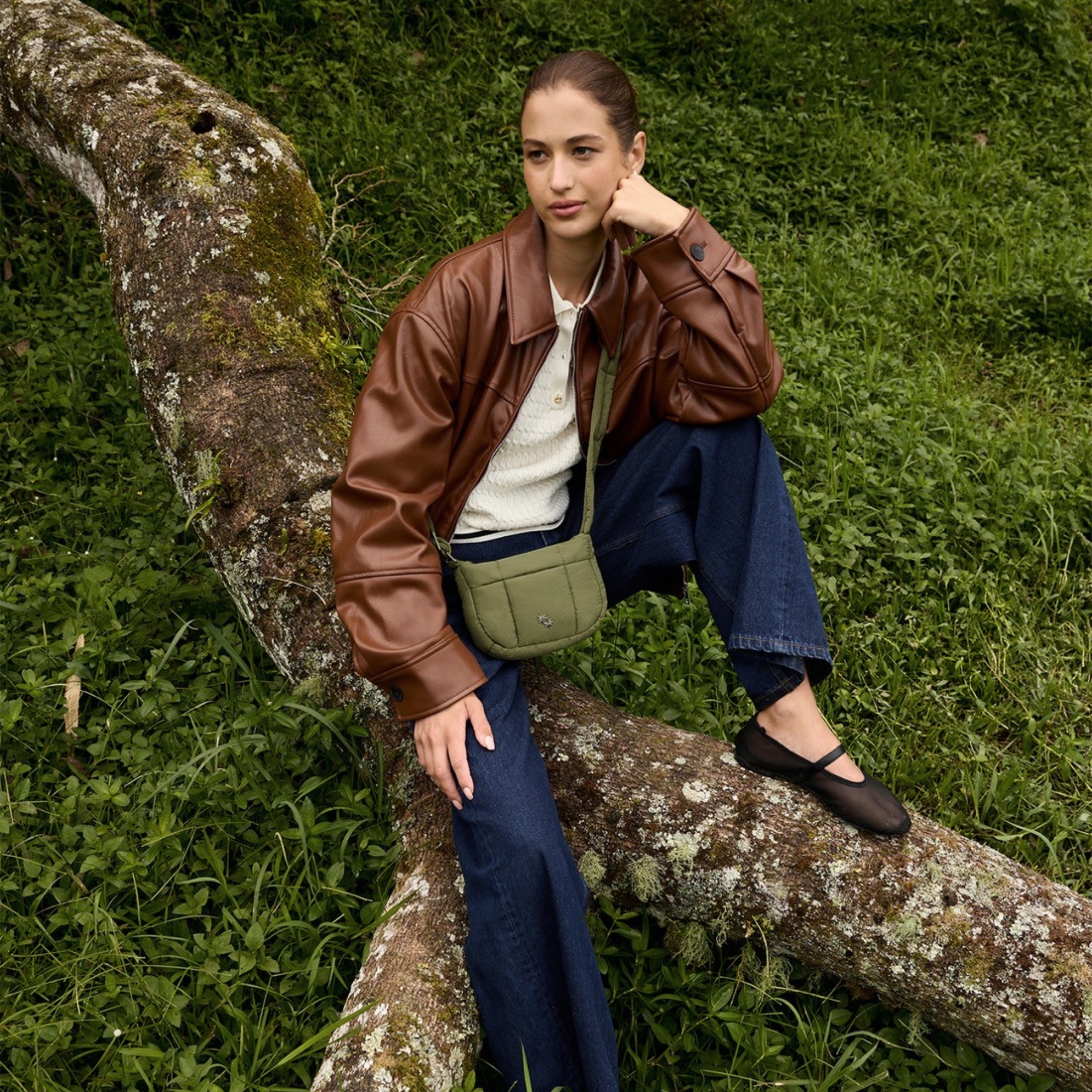 Mini Puffer Swing - 緞面軍綠