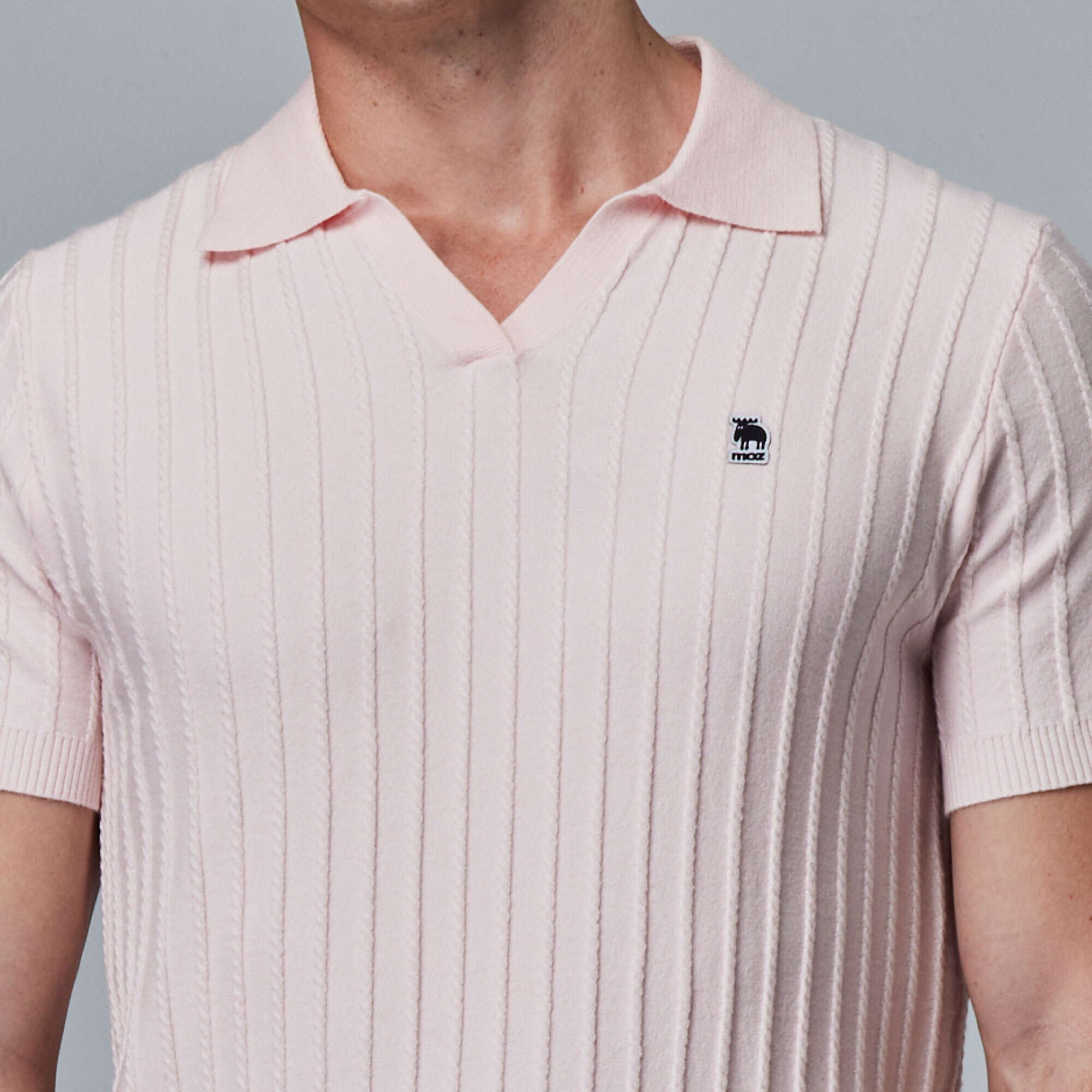 moz Swedish moose skin-friendly POLO collar knitted short T