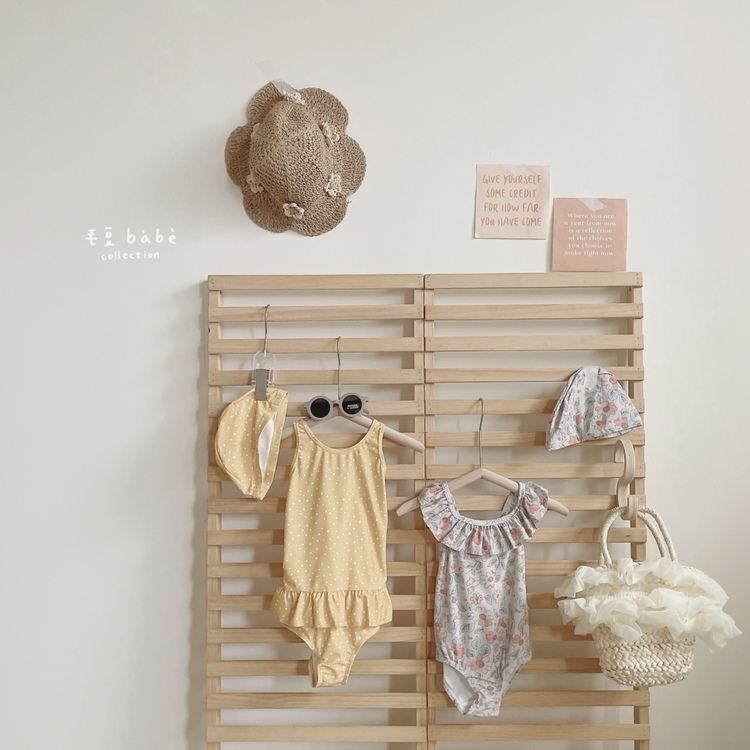 手繪花草泳裝｜含帽