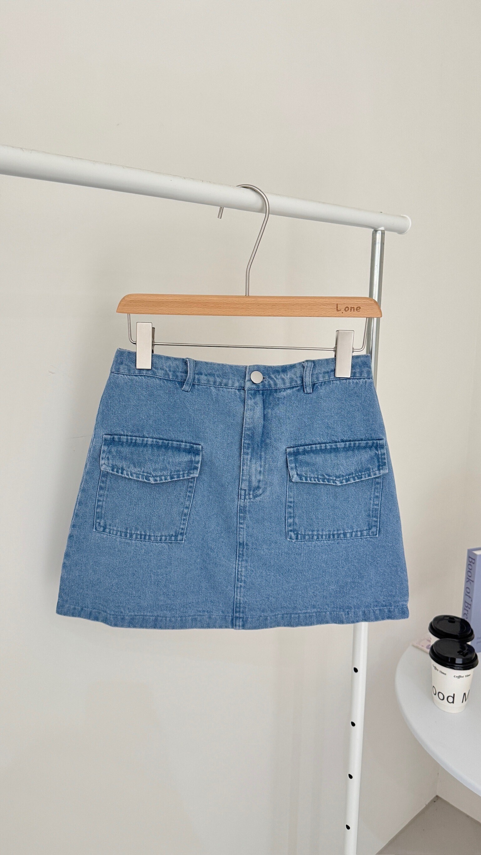 前口袋牛仔短裙