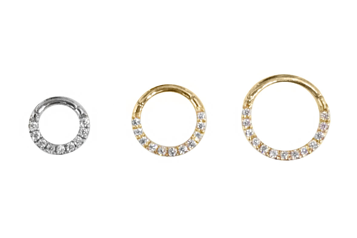 14K GOLD SEPTUM AND DAITH CLICKER with CZs