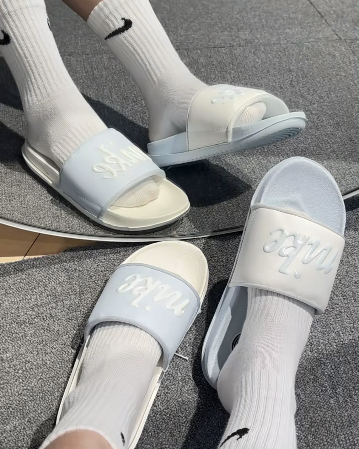 Nike Offcourt Slide Mix 鴛鴦 淺調藍/白粉 立體Logo 拖鞋 軟底 海綿