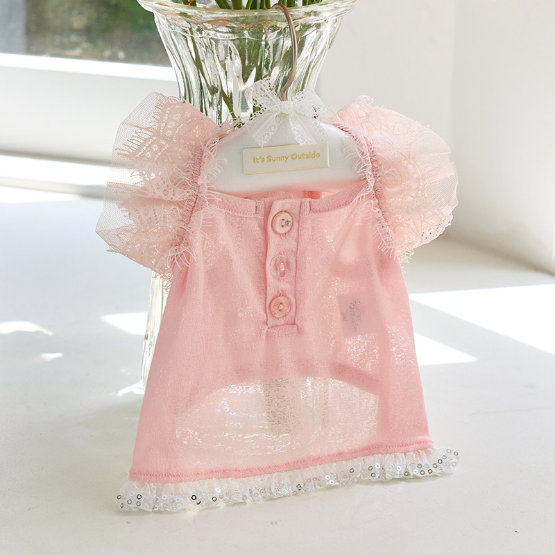 涼夏Irene荷葉蕾絲上衣-蜜桃- It’s sunny outside