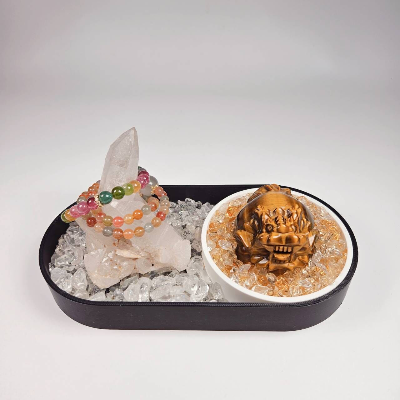 淨化滑動盤組(黑、白色)附一包白水晶淨化碎石