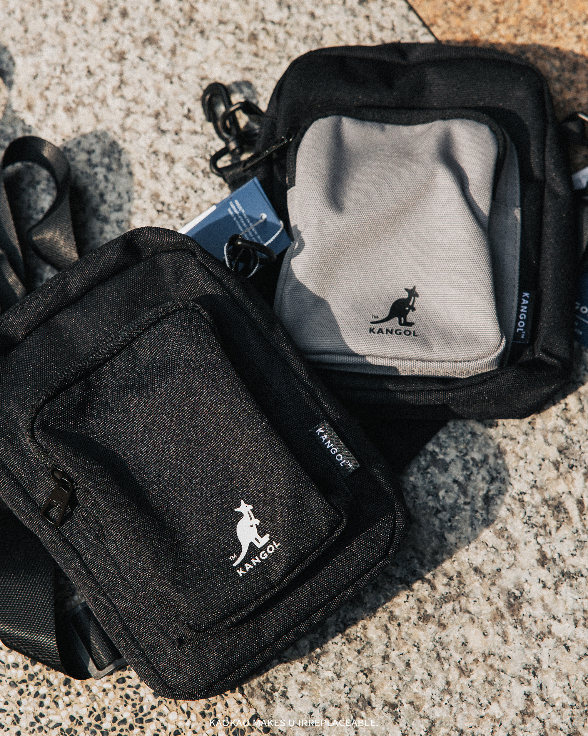 KANGOL 袋鼠 配色小側背包 小側包 小方包 側背包 斜背包【63557702】