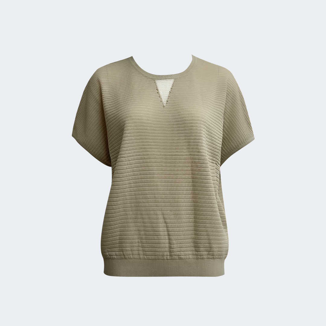 天絲混紡亞麻羅紋針織上衣