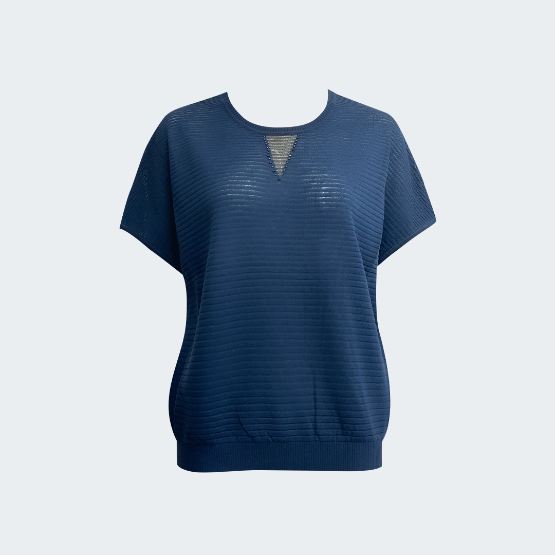 天絲混紡亞麻羅紋針織上衣