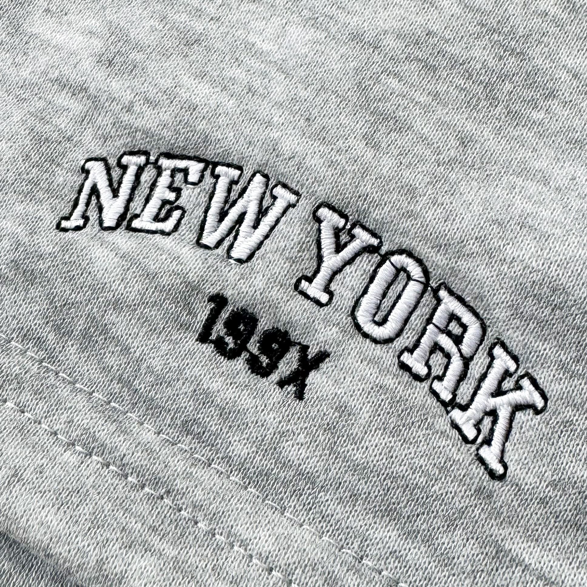 韓國短褲 New York 刺繡棉短褲 1732