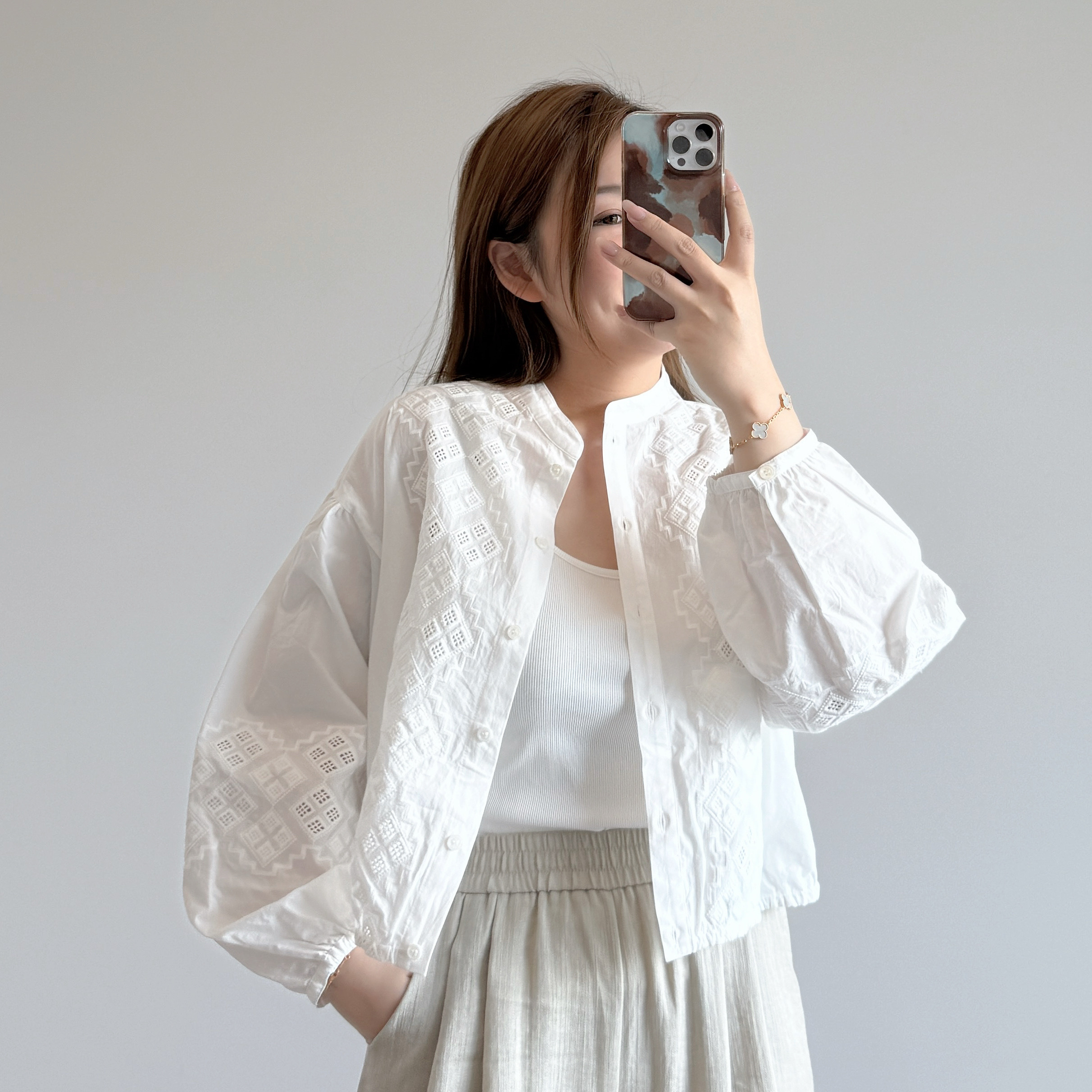 現貨 7185 通花刺繡襯衫