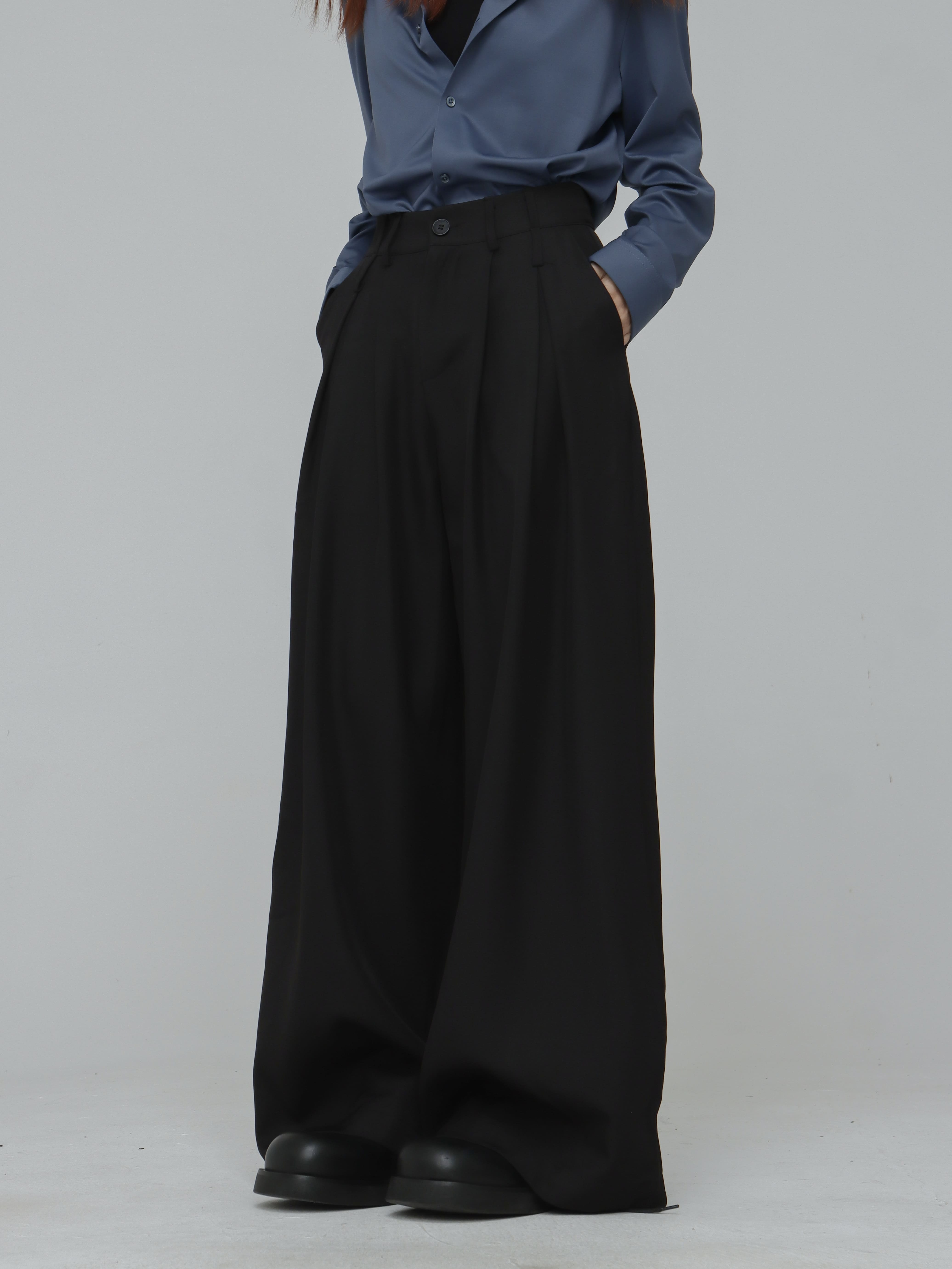 JIN UNIVERSAL 摺線落地闊腿西裝褲 長褲 休閒褲