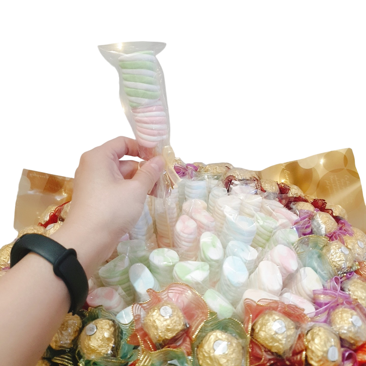 可抽取棉花糖金莎花束