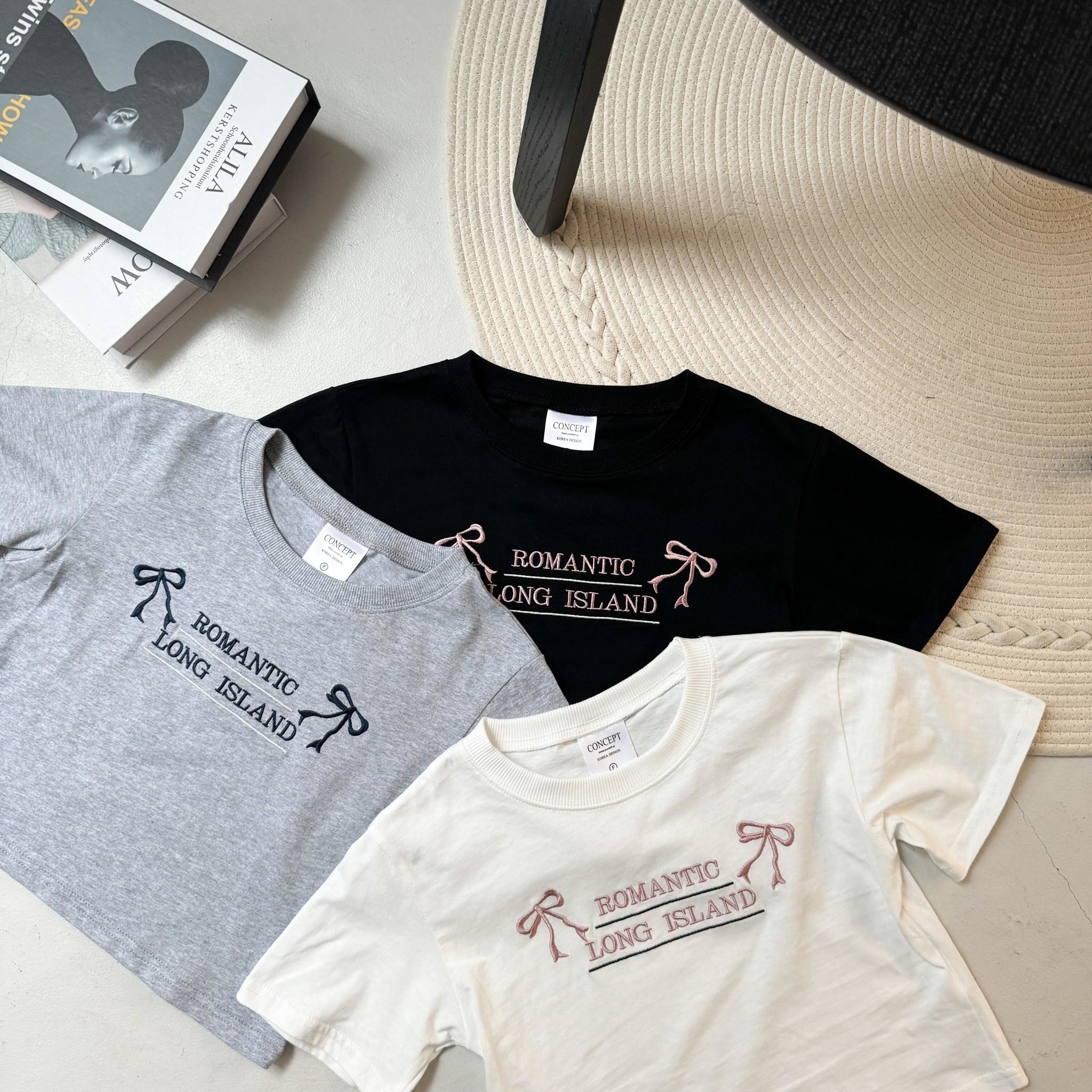 韓國短袖 蝴蝶結刺繡字母短版合身短T 80646