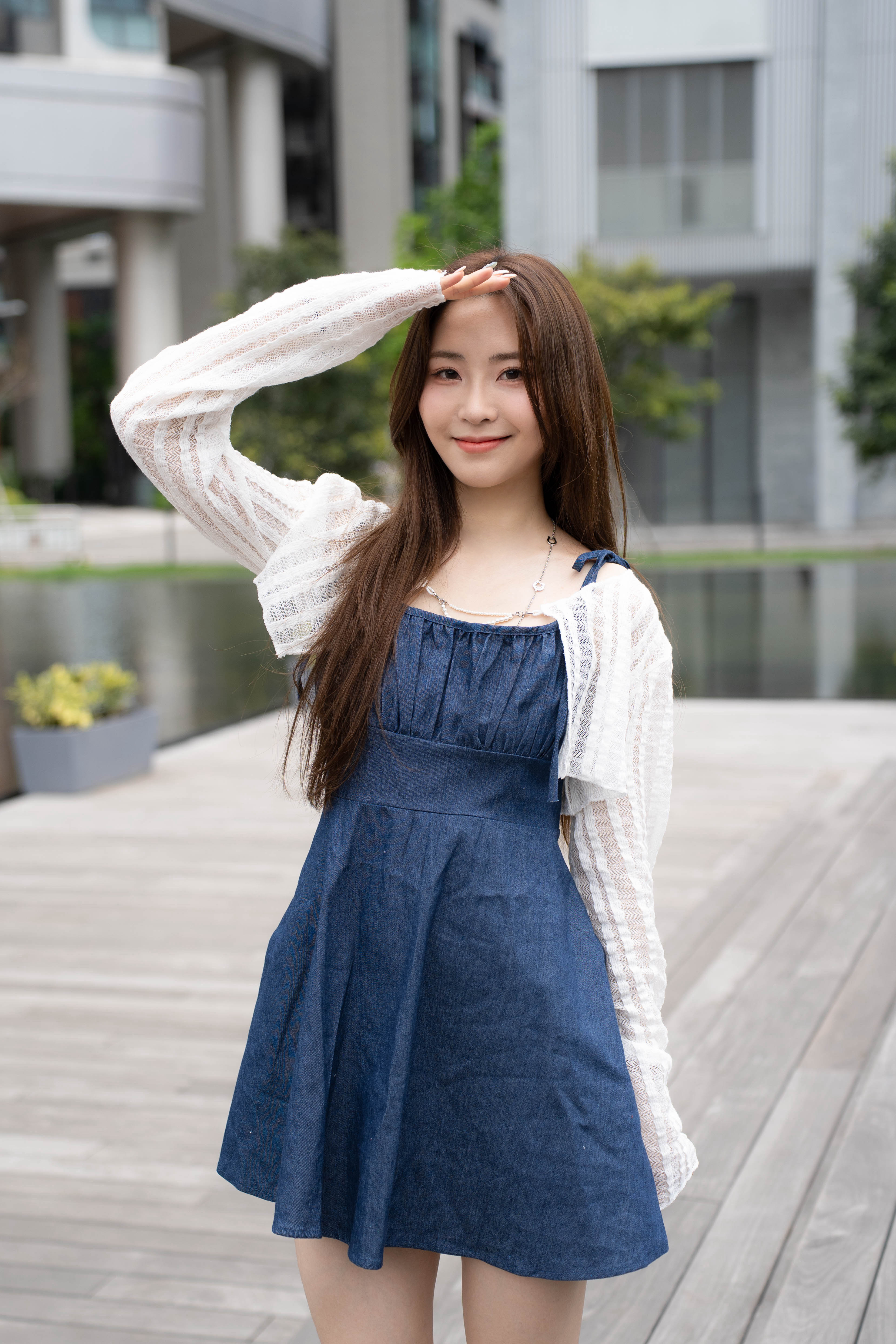 Denim Ribbon Frill One Piece