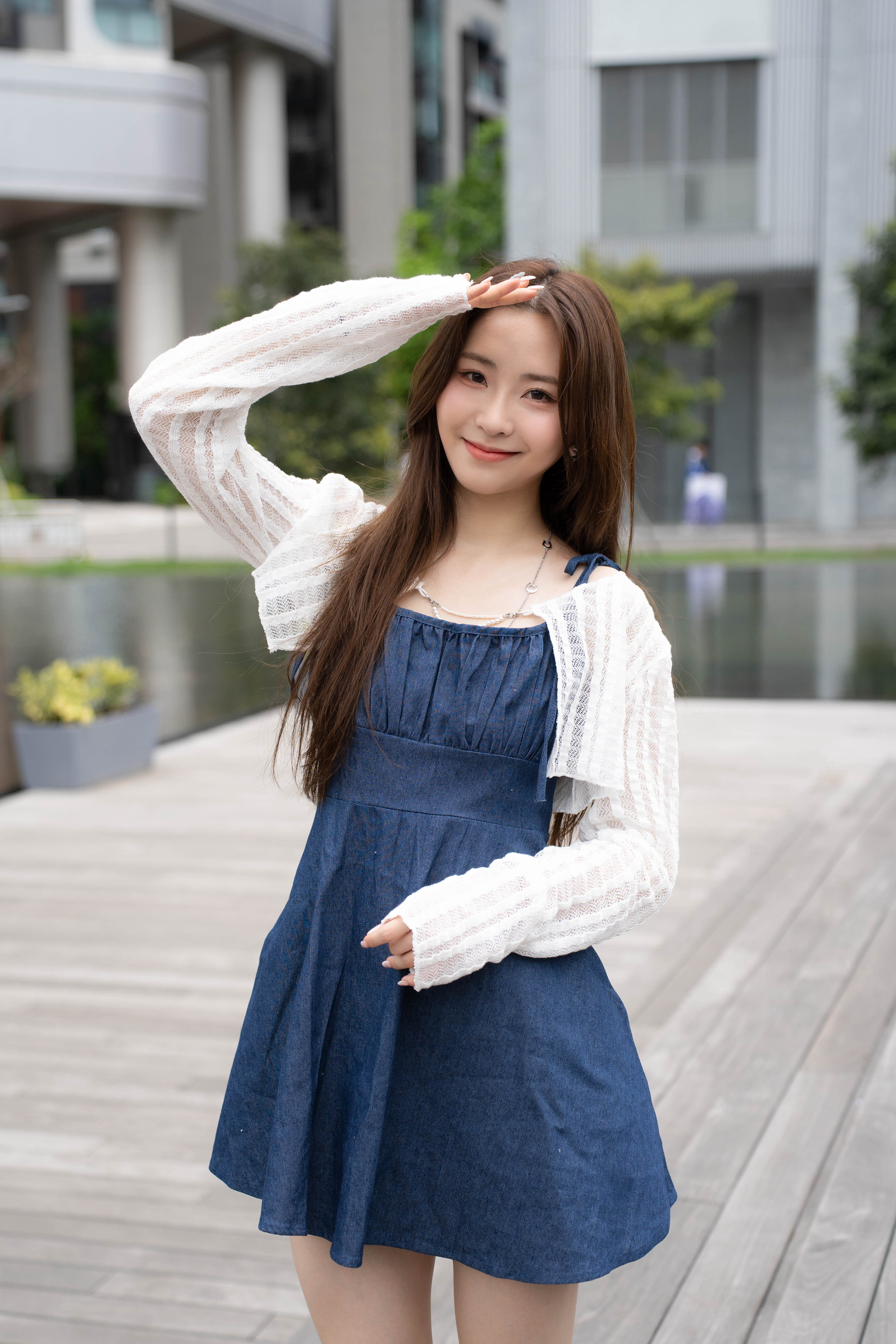 Denim Ribbon Frill One Piece