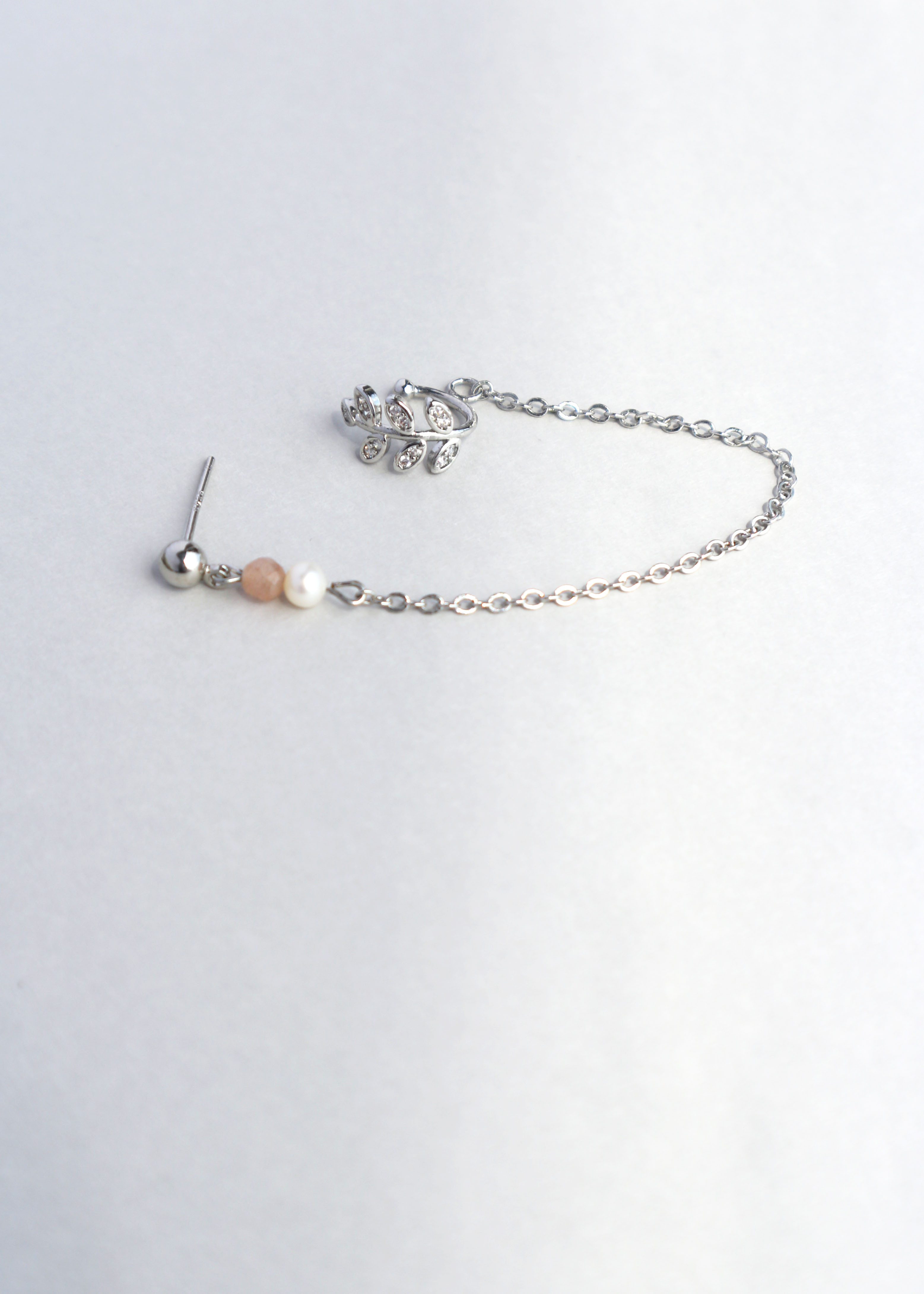 橙之葉耳骨夾-銀