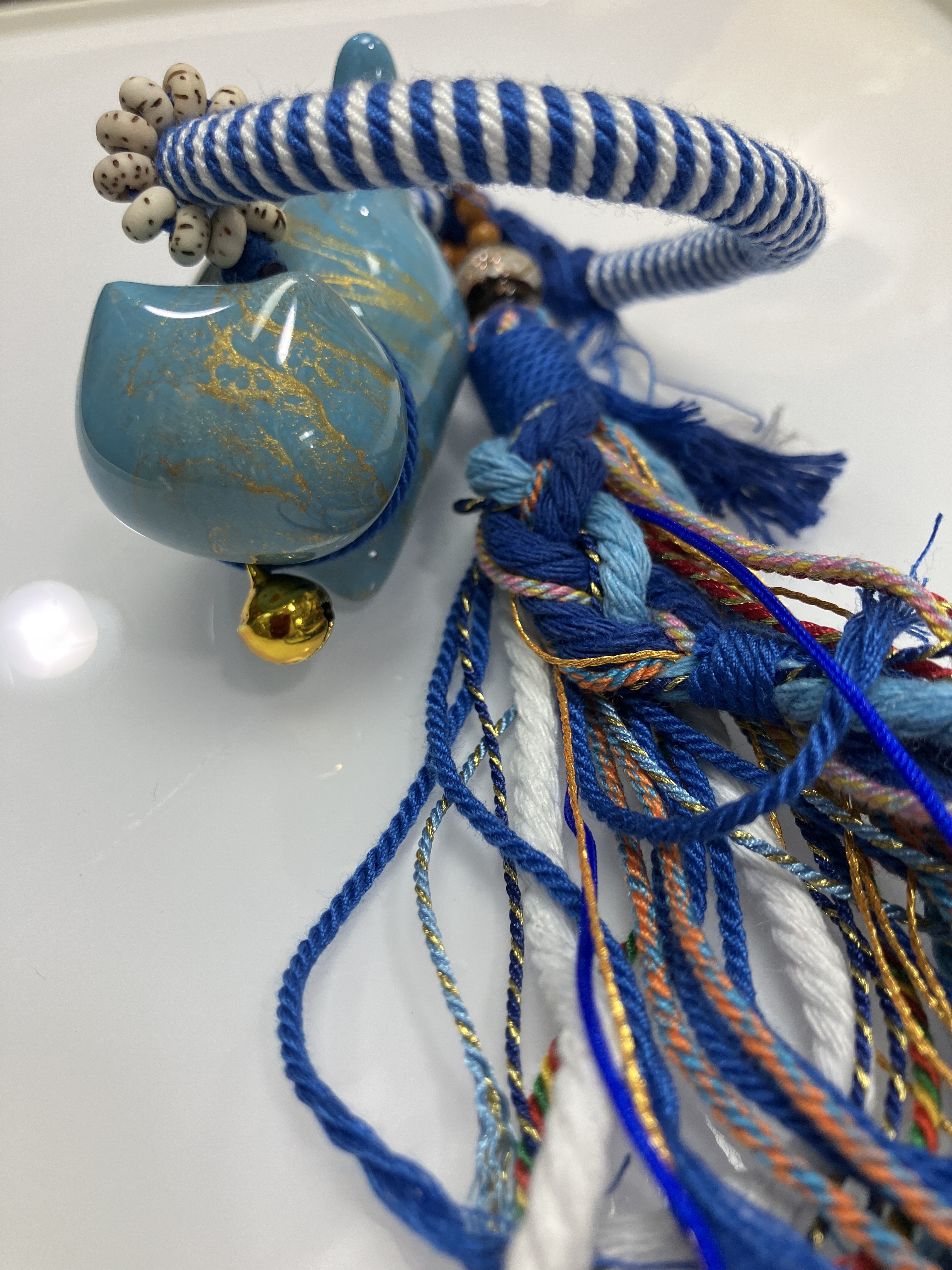 260515 - C45 大漆貓手工流動掛飾（淺藍色系）人手繪製 隨機圖案