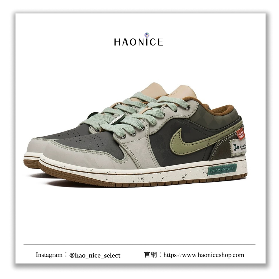 【HAO NICE 】熊貓惡作劇系列 ❗️配合FAKEBUSTERS驗鞋 ❗️Air Jordan 1 Low  冬夢奇緣系列 綠叢點訂製 紅聖誕節低筒復古球鞋❤️