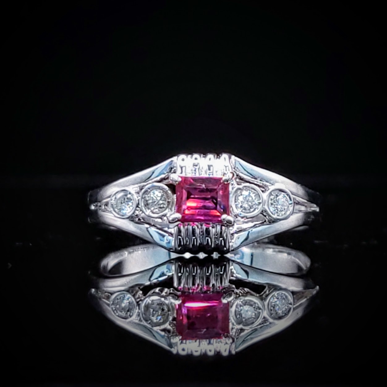 14K White Gold 0.48ct Ruby and Diamond Ring