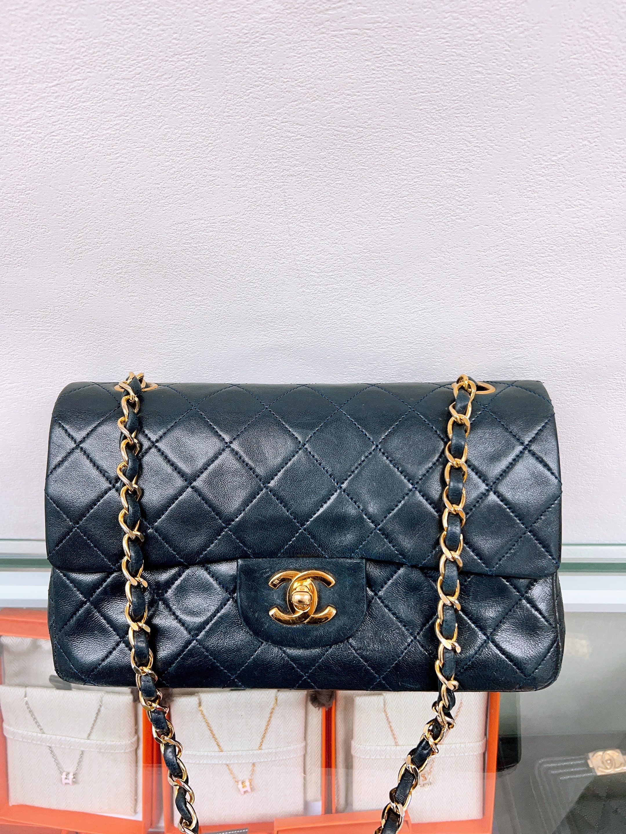 Chanel cf 23 vintage/ classic flap small (dark navy)