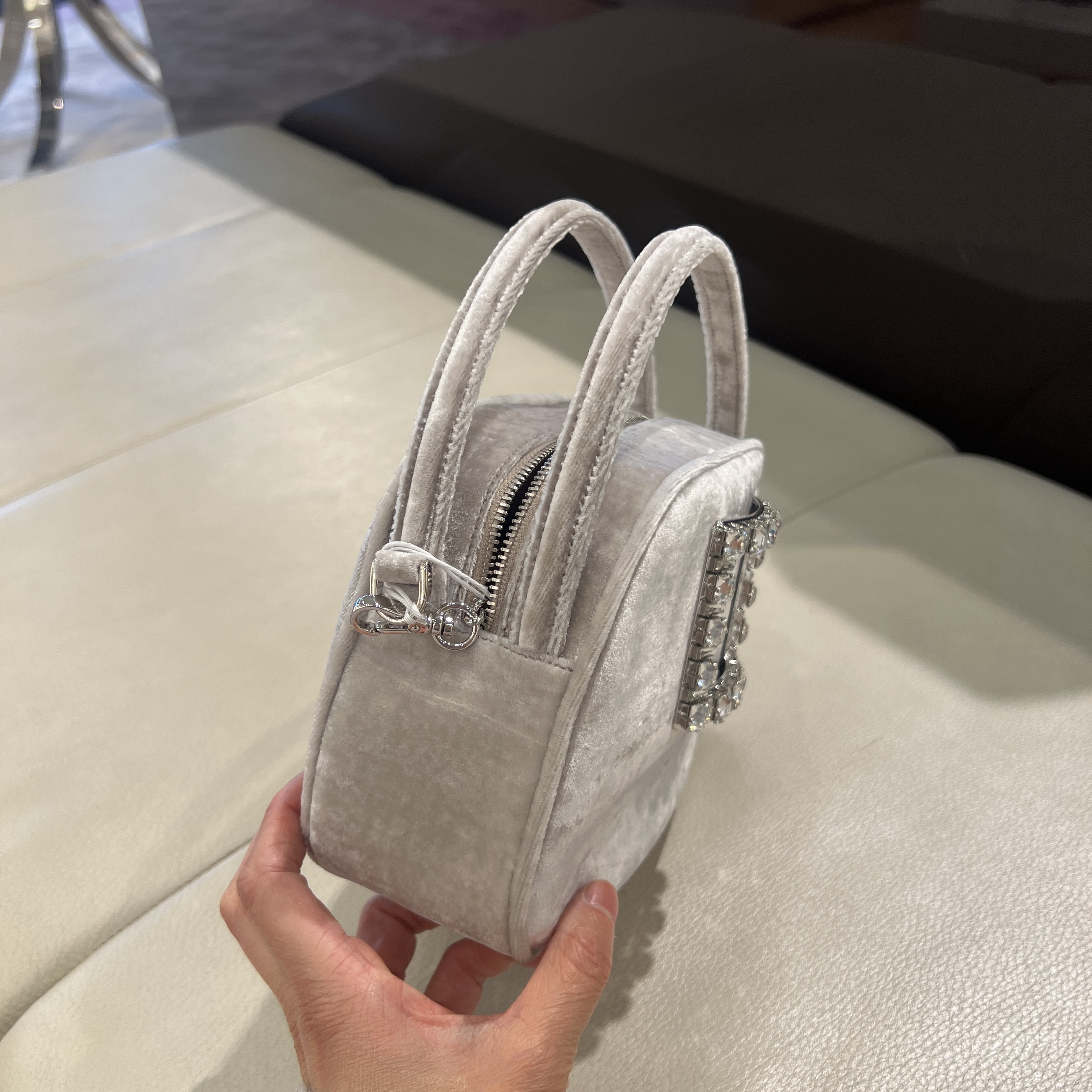 Roger Vivier RV Bags Ladybug Mini Bag in velvet grey