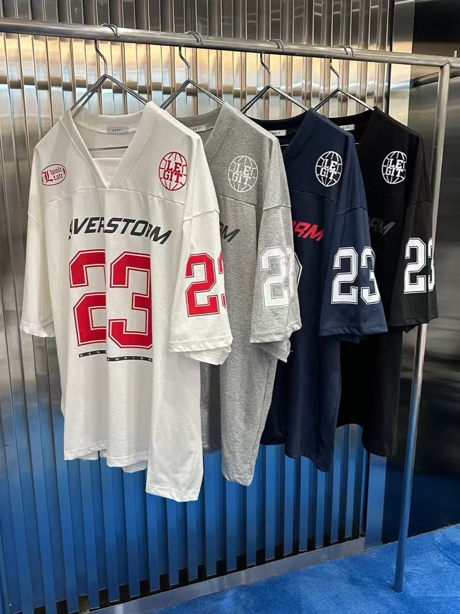 V領數字英文字短袖Tee LEGIT-039T