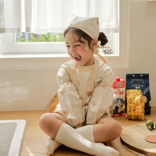 DOT圓圓臉玩轉派對系列-防水圍裙三件套(圍裙+套袖+頭巾)