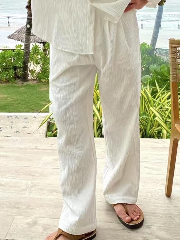 淨色暗紋鬆身褲 LEGIT-051P