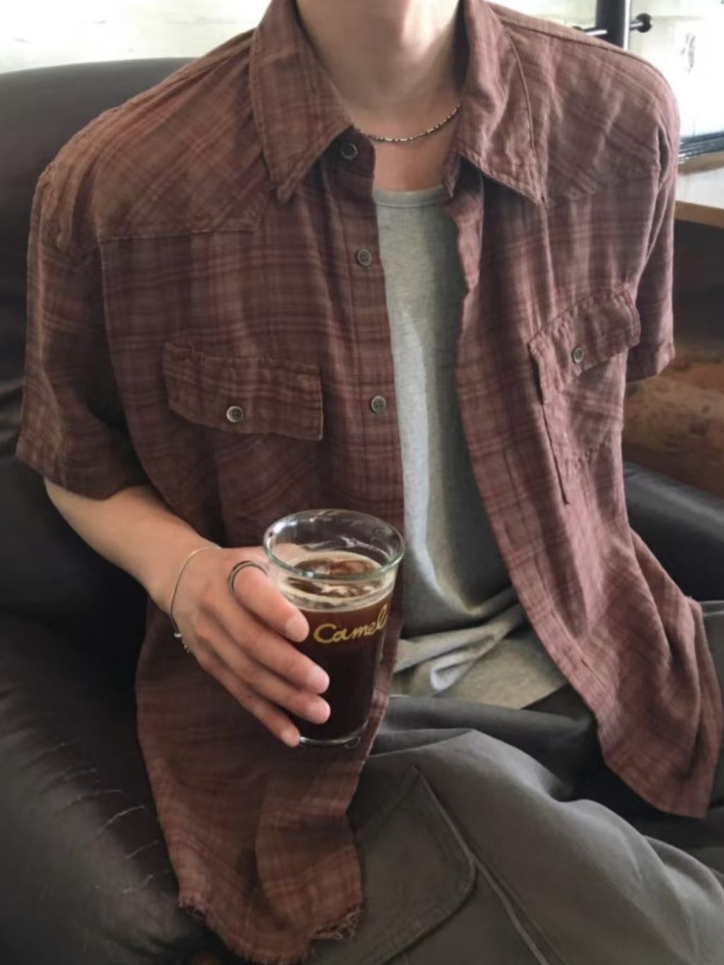 格紋短袖恤衫 REMAIN-009S