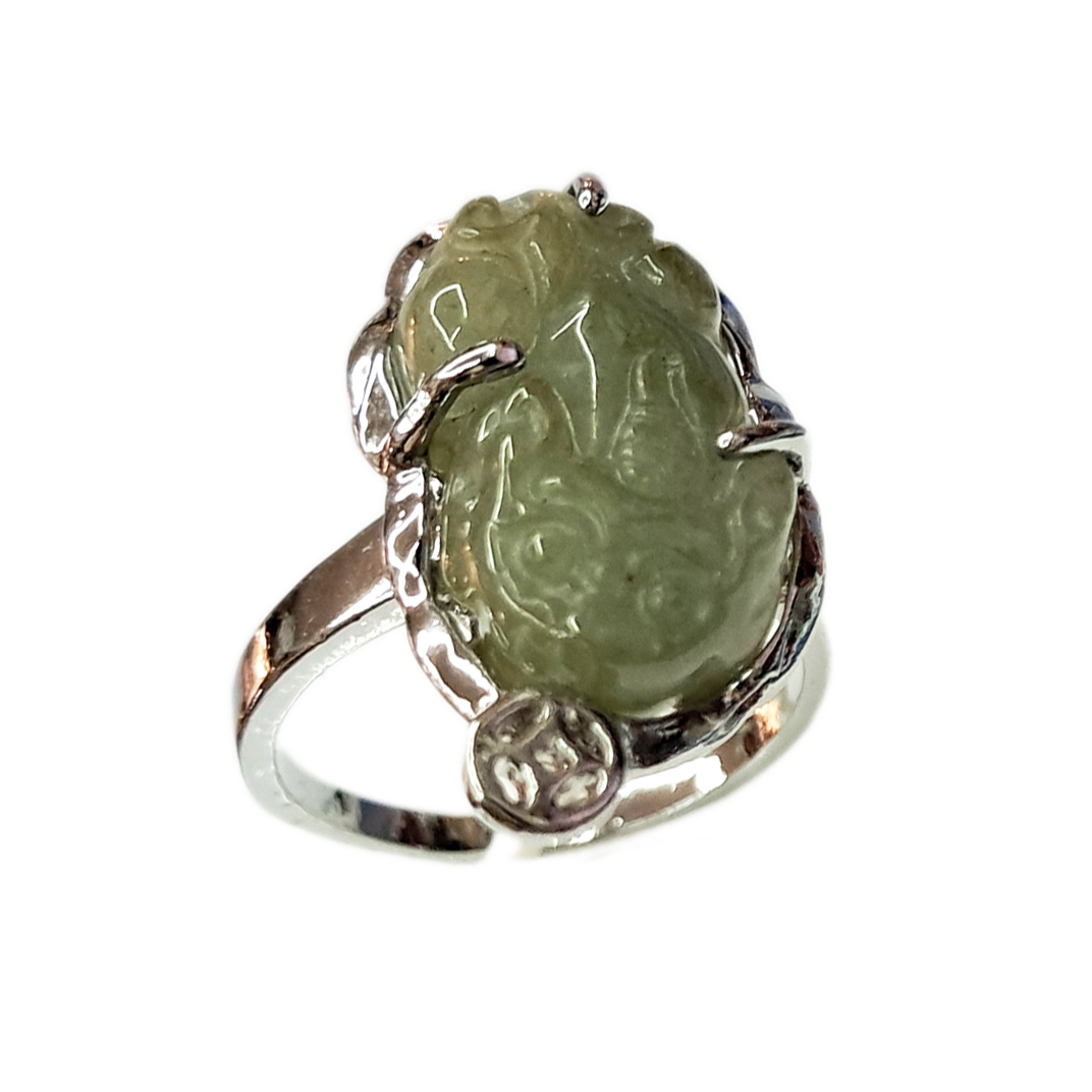 玉貔貅鋼戒(內圍17.5mm)【十方】126186