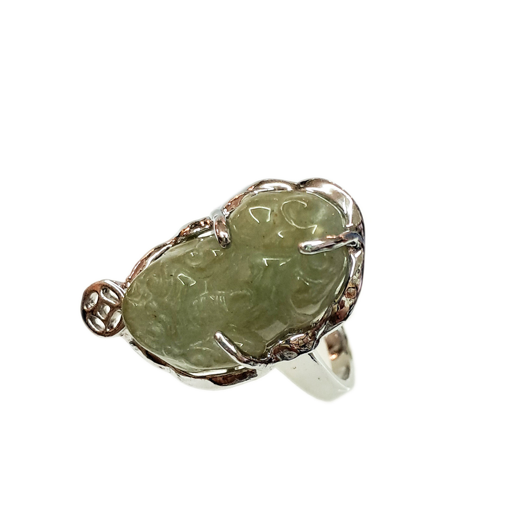 玉貔貅鋼戒(內圍17.5mm)【十方】126186