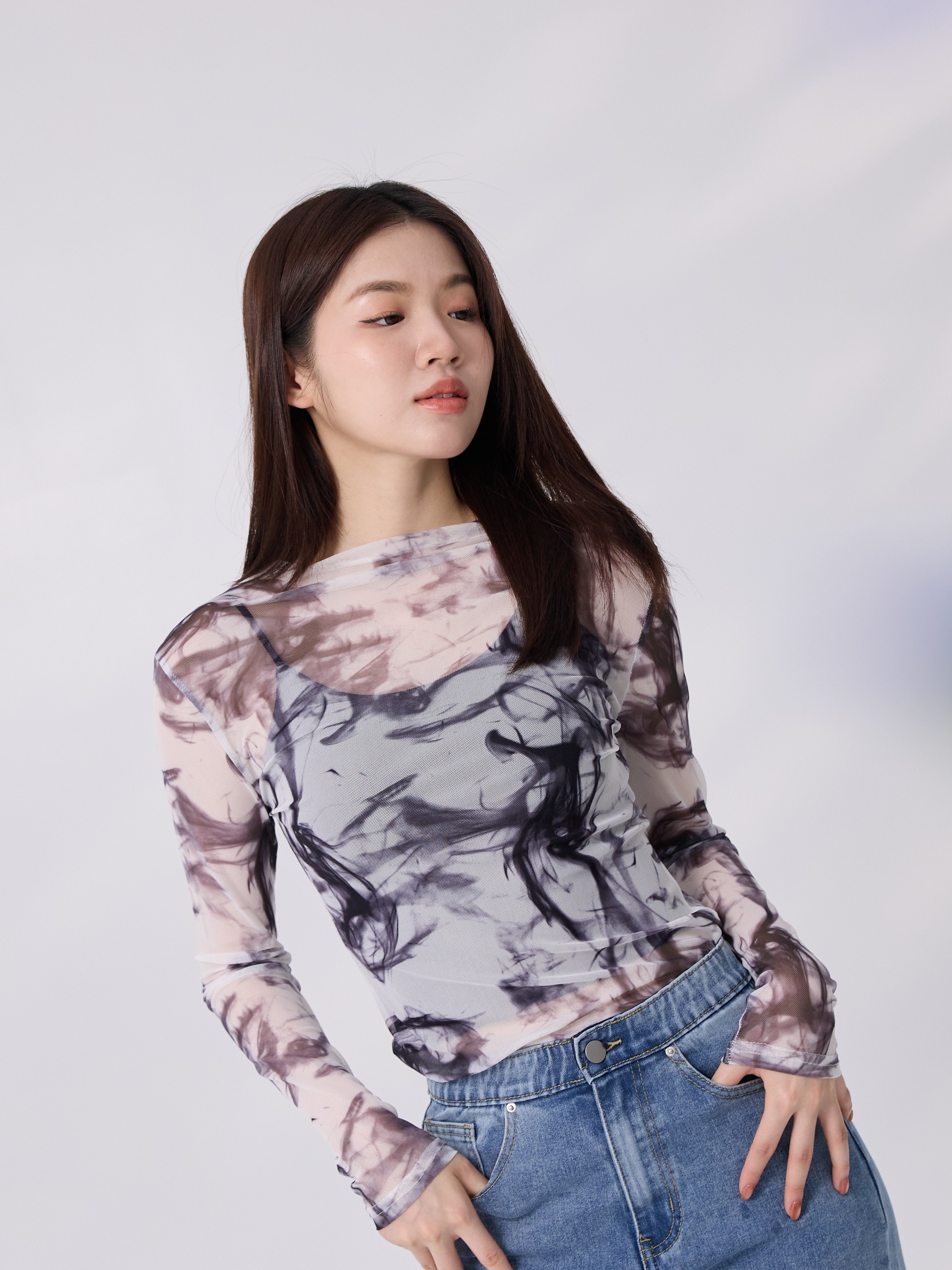 法朵Fado shop｜ 渲染雪紡透膚衫 031B006