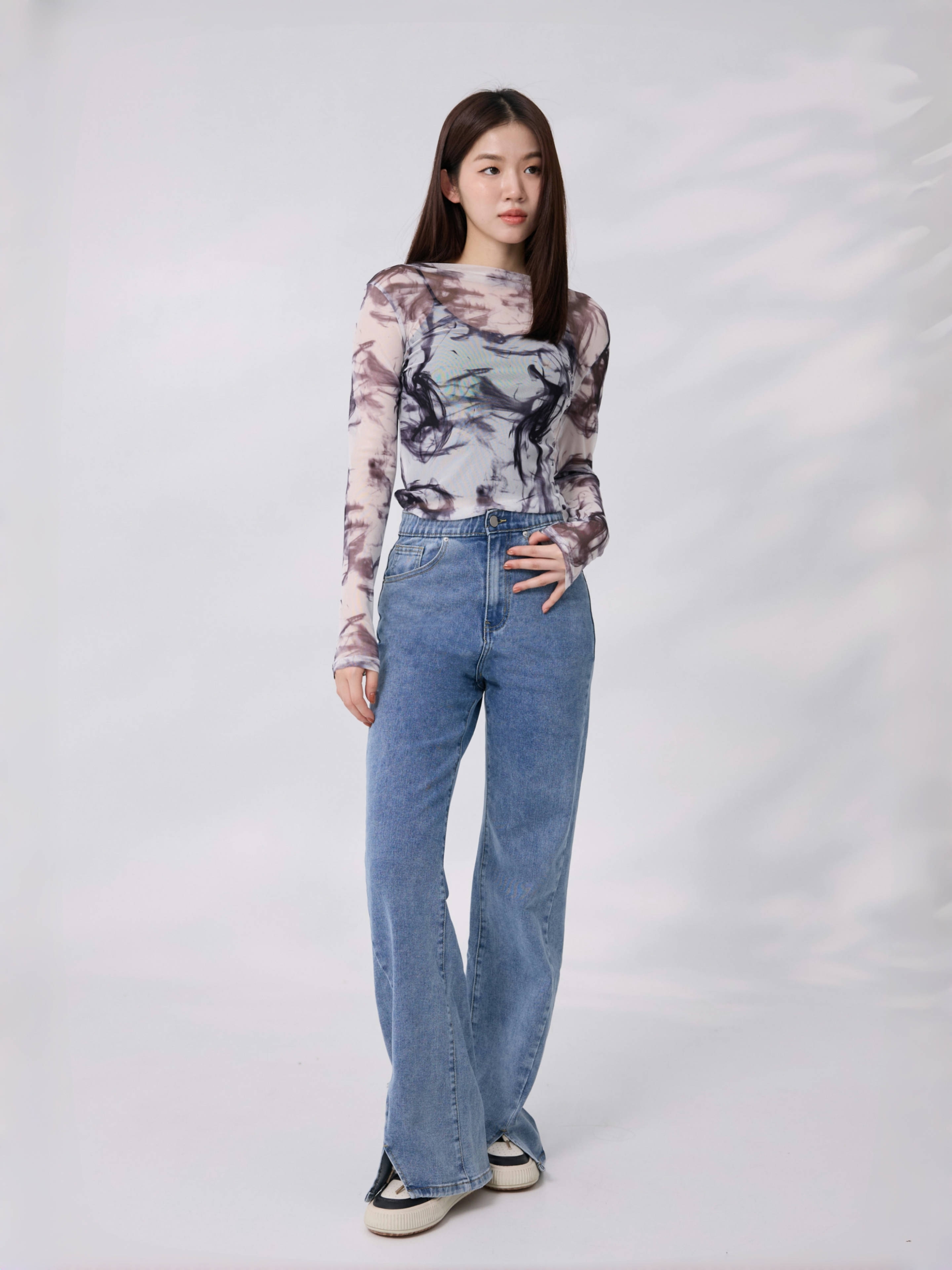 法朵Fado shop｜ 渲染雪紡透膚衫 031B006