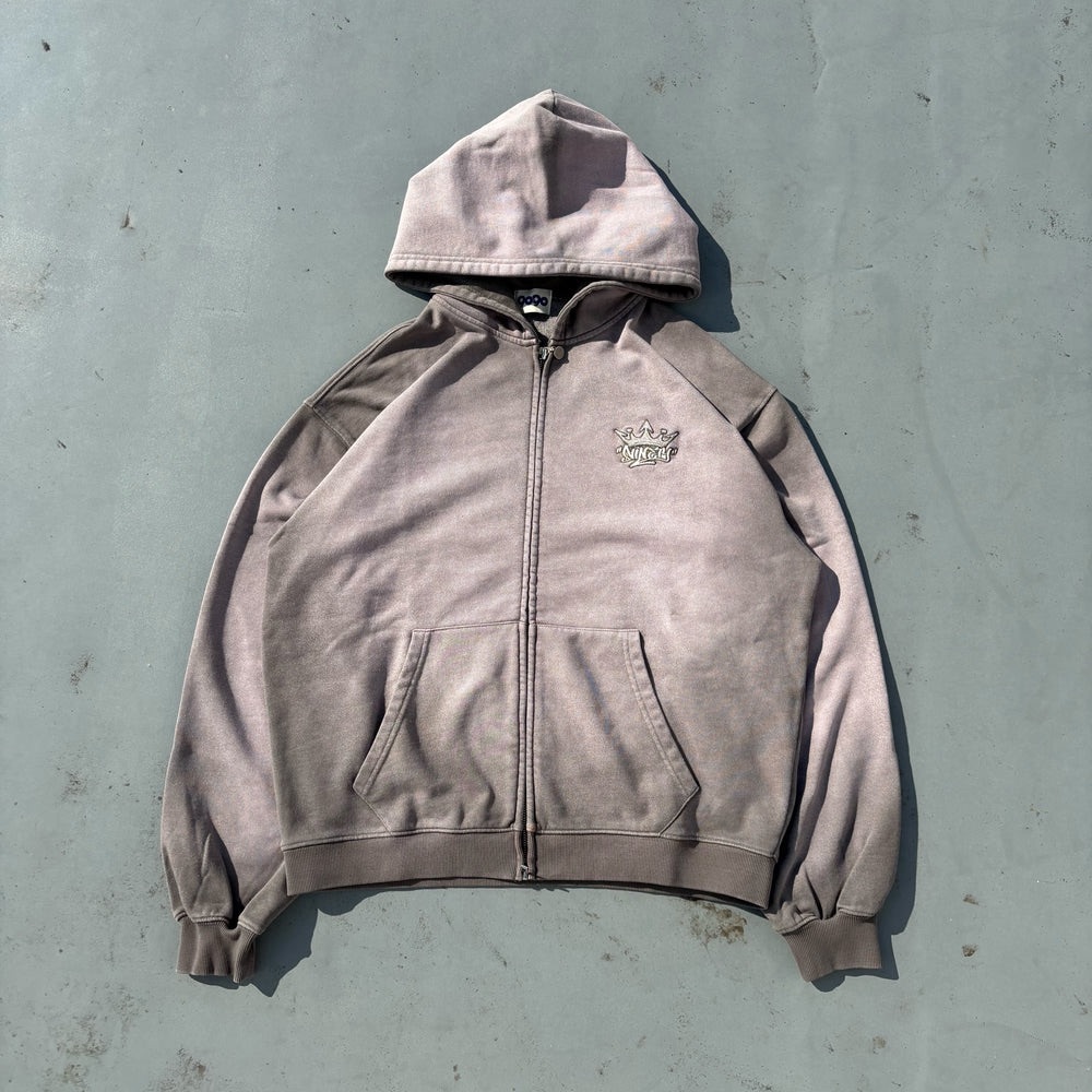 9090 Motion King Logo Pigment Zip Hoodie
