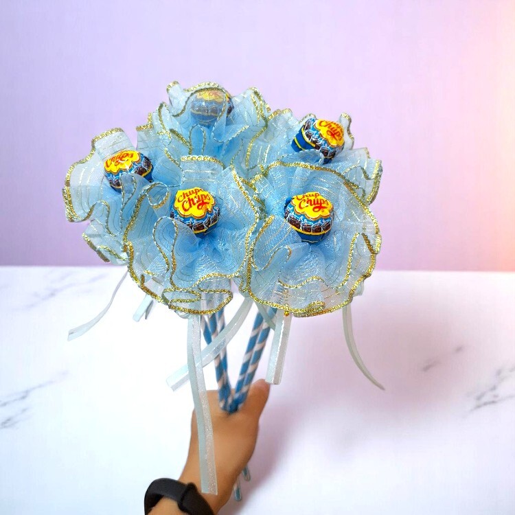 藍色加倍佳棒棒糖Chupa Chups 單支花束,棒棒糖花束