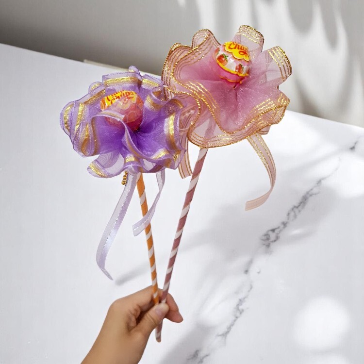 紫色粉色加倍佳棒棒糖Chupa Chups 單支花束,棒棒糖花束