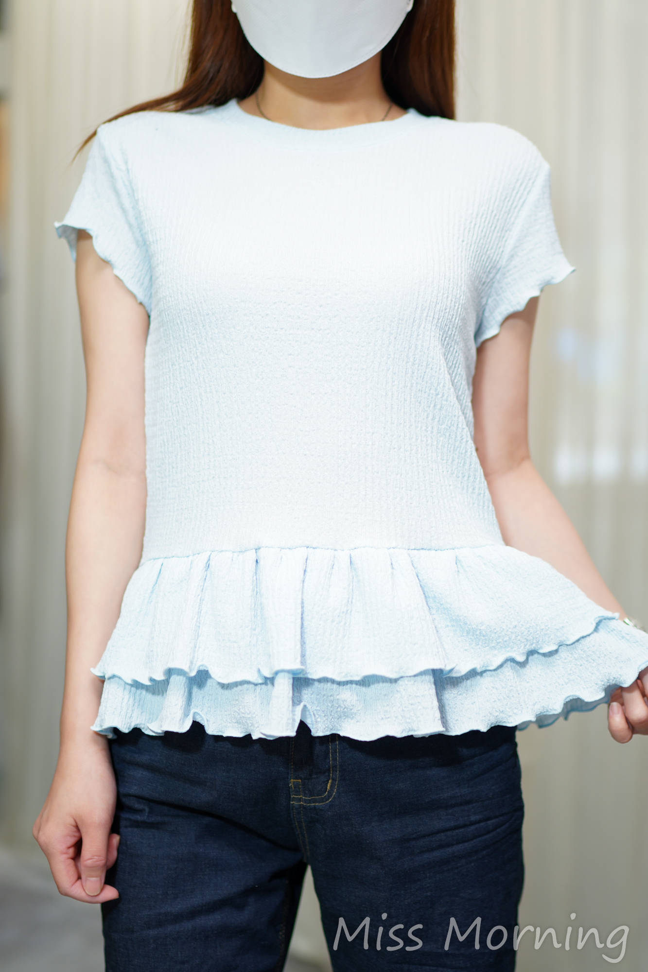 雙車腳款皺料上衣(14609)